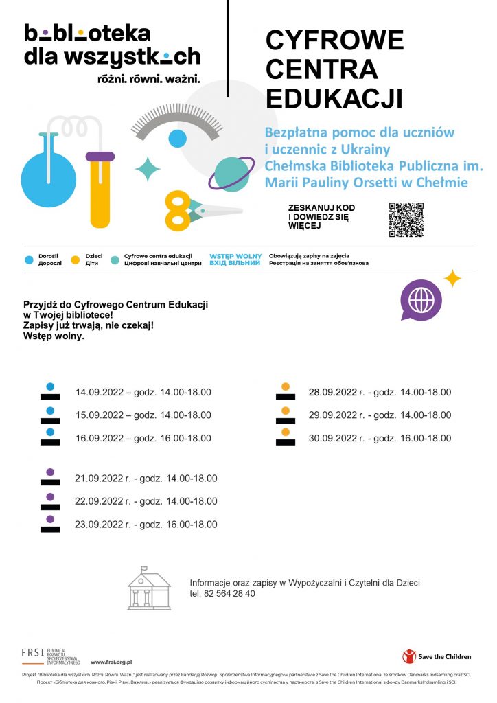 Plakat Cyfrowego Centrum Edukacji w języku polskim