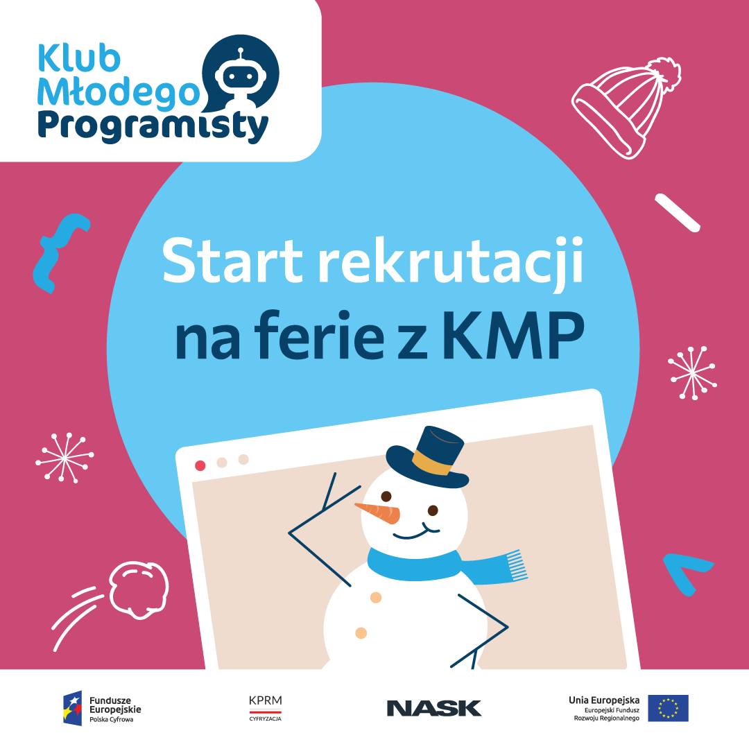 Plakat - start rekrutacji na ferie z Klubu Młodego Programisty