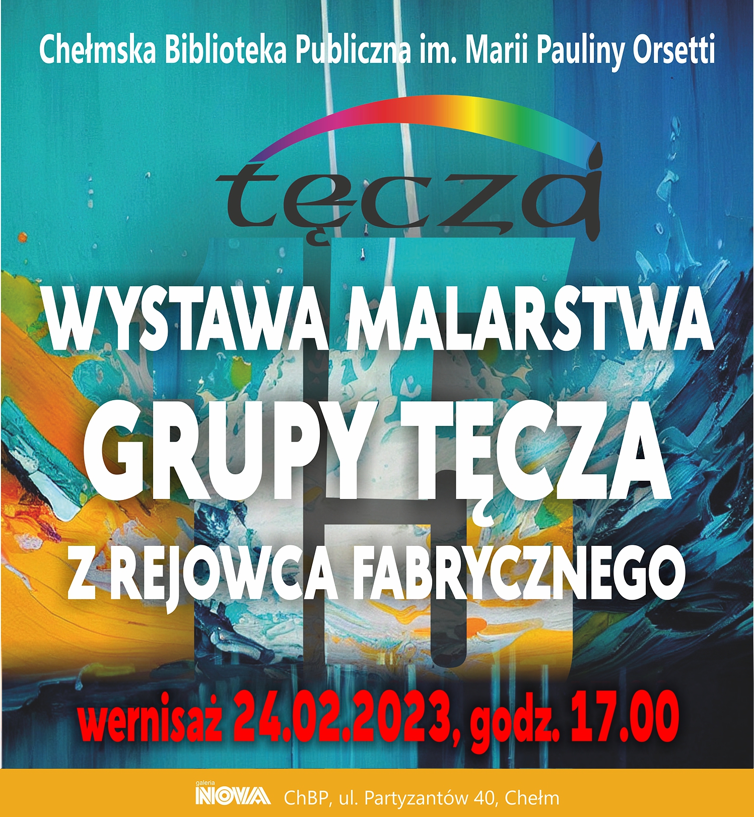 Plakat z napisem wystawa malarstwa grupy Tęcza