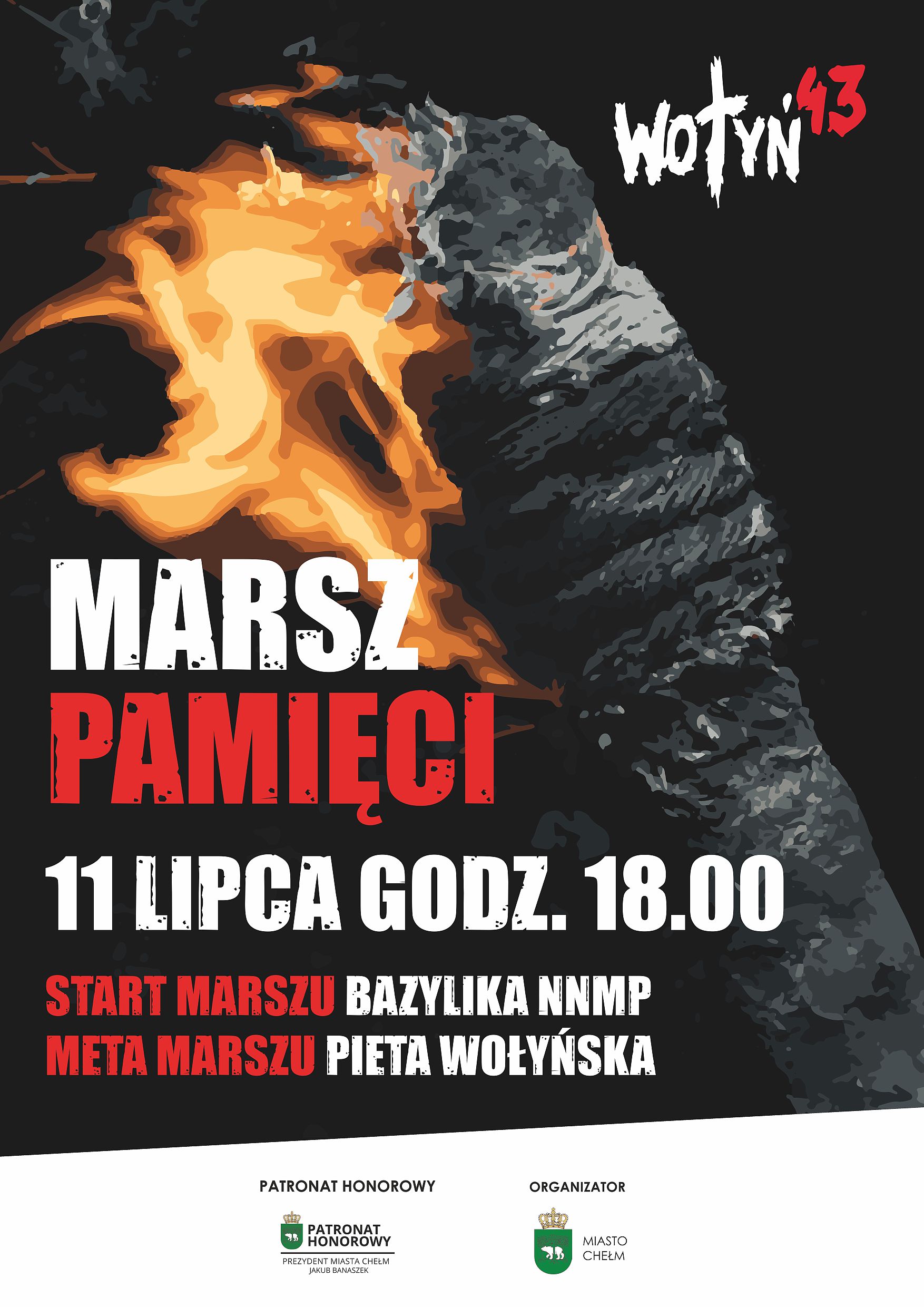 Plakat marsz pamięci 11 lipca godz.. 18.00