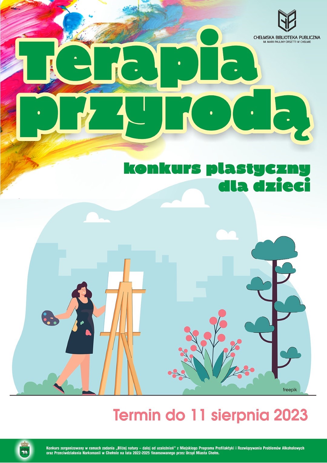 Plakat konkursu plastycznego dla dzieci Terapia naturą