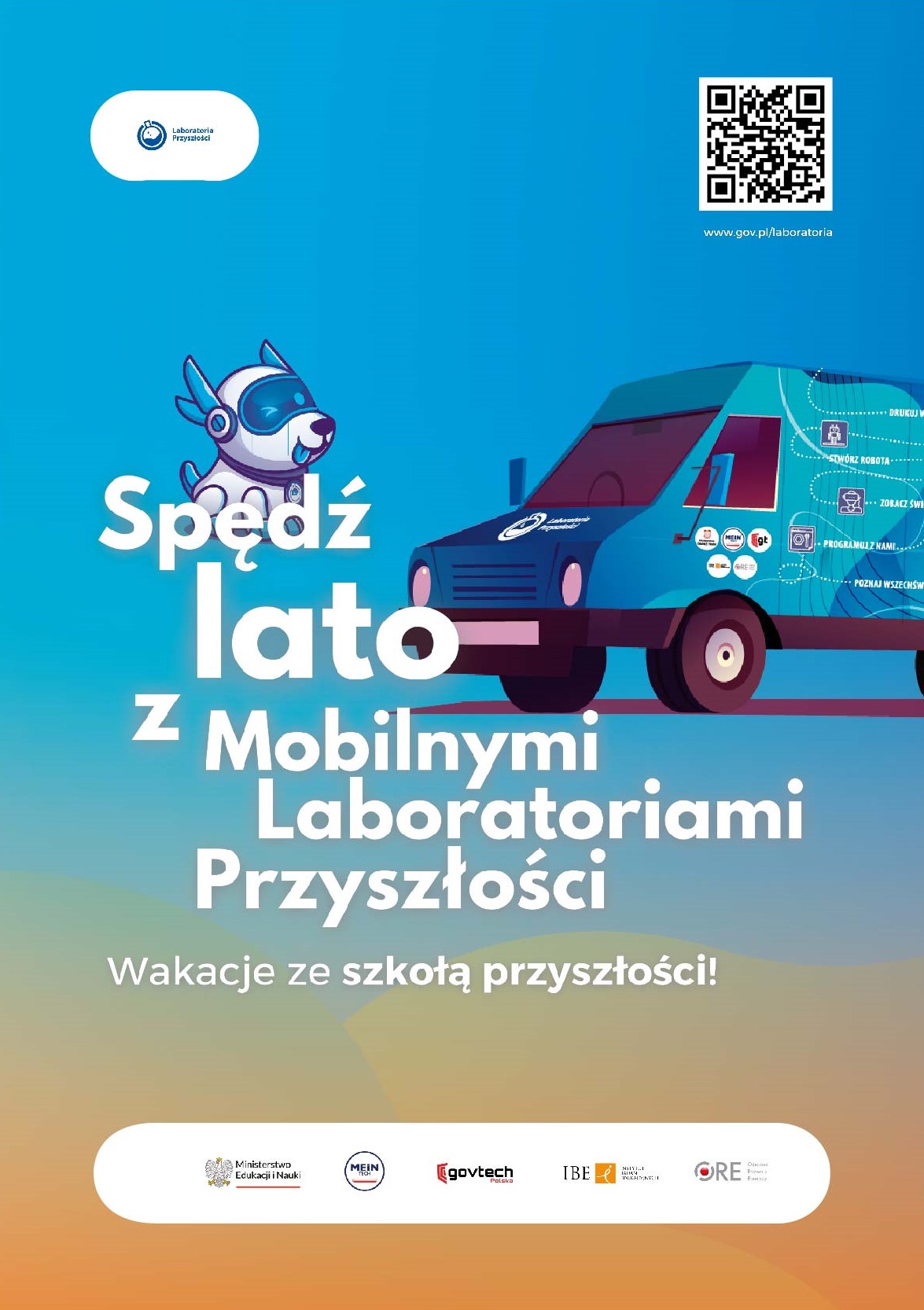 Plakat Spędź Lato z Mobilnymi Laboratoriami Przyszłości