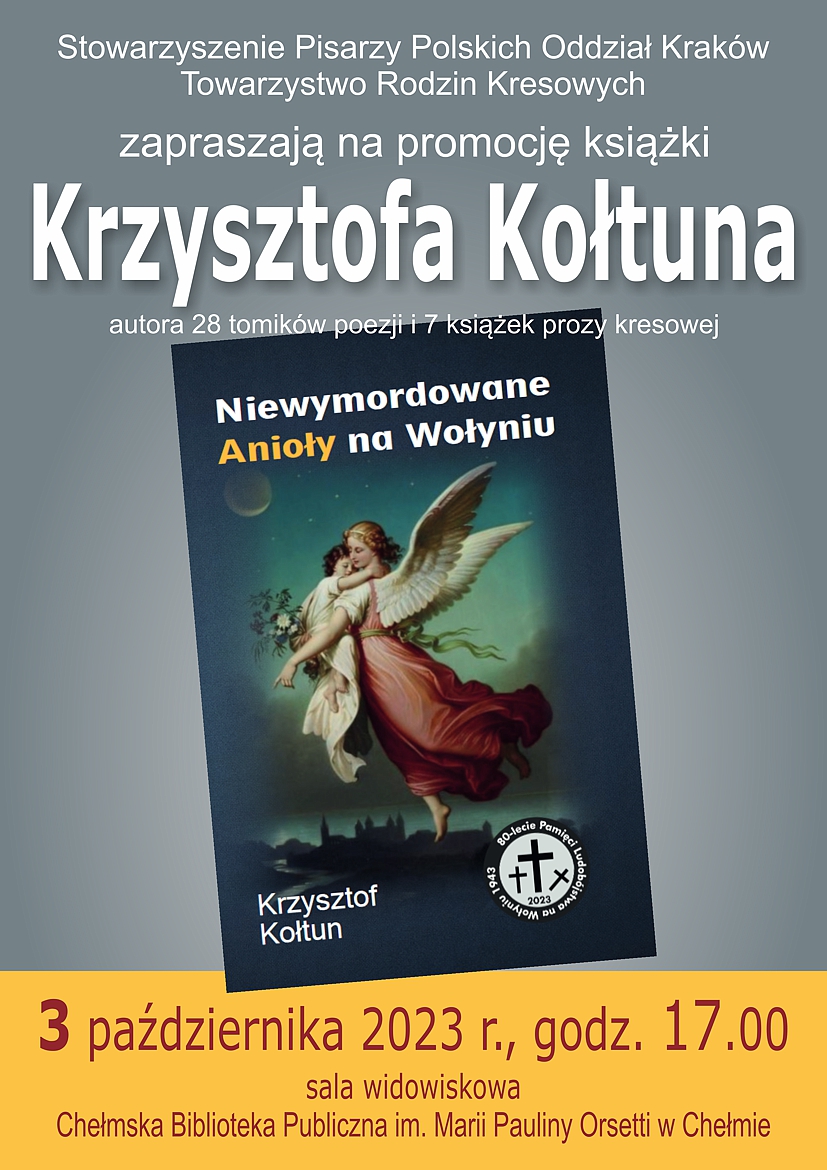 Plakat promujący spotkanie autorskie z Krzysztofem Kołtunem