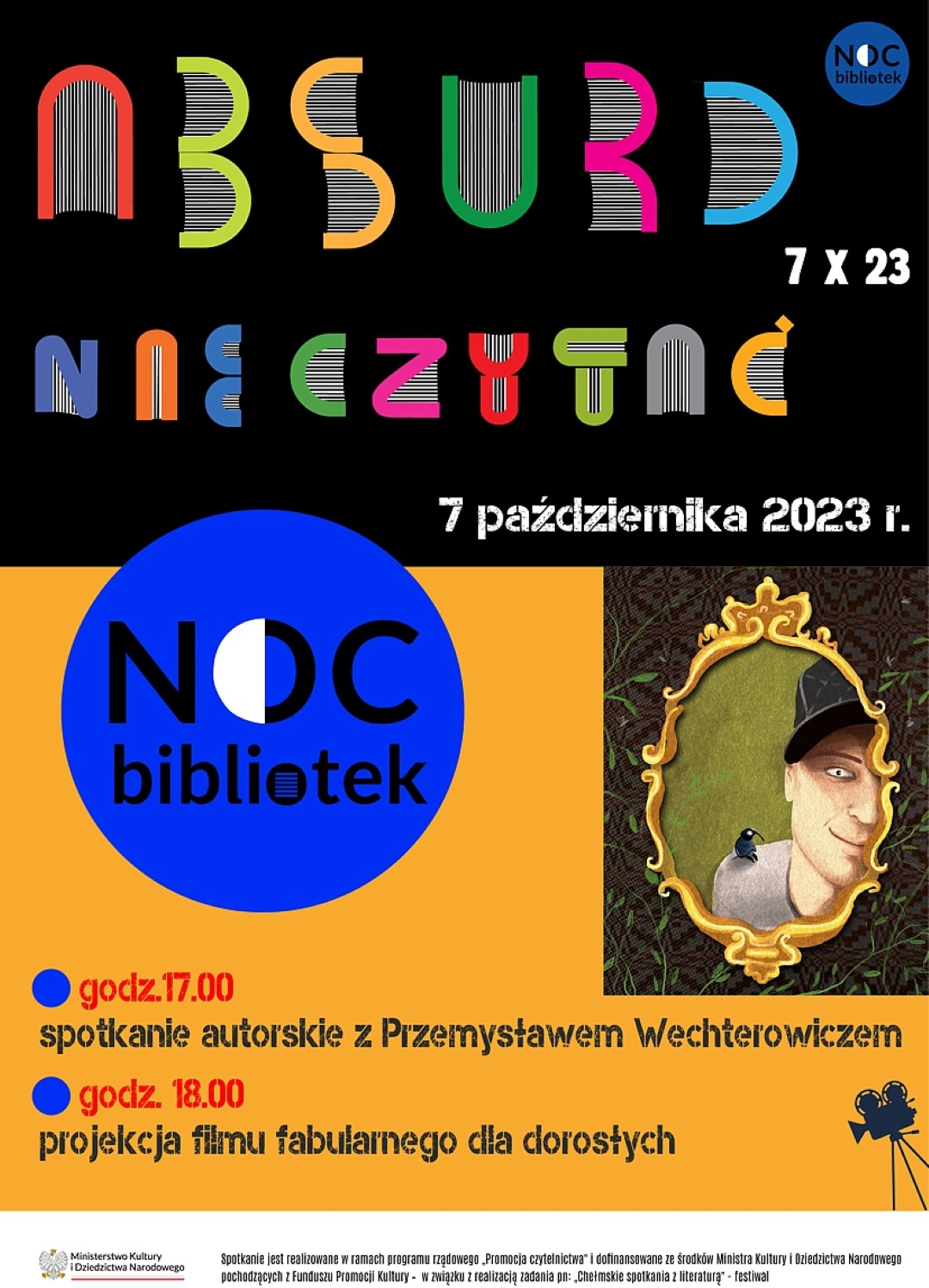 Plakat Nocy bibliotek - Absurd nie czytać