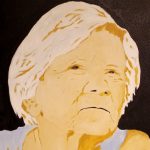 Obraz olejna przedstawiający starszą kobietę