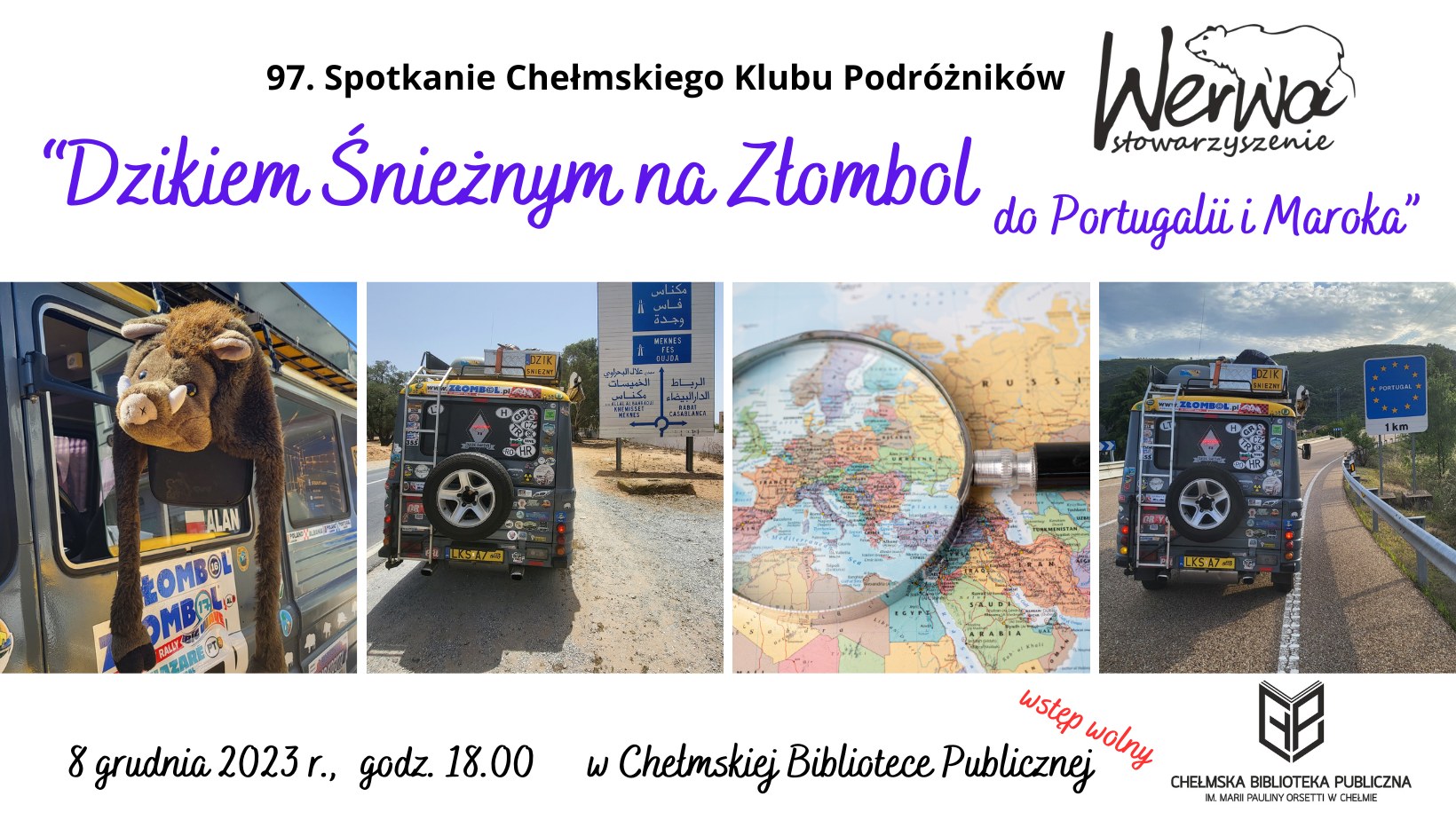 Plakat promujący 97. spoatknie Chełmskiego Klubu Podróżników