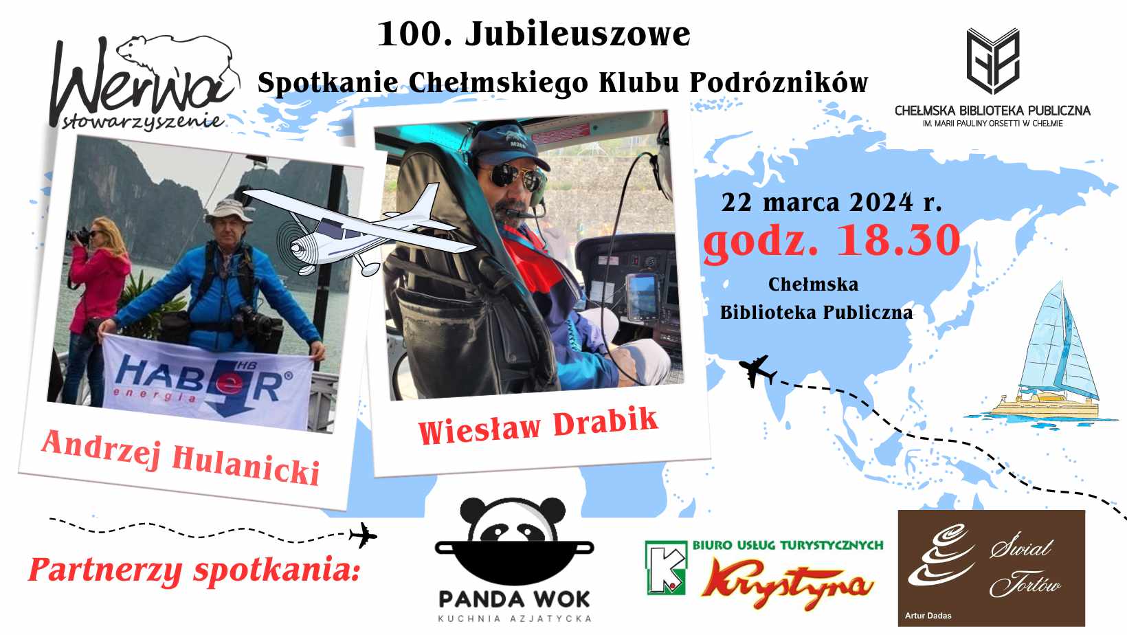 Plakat promujący 100 Jubileuszowe spotkanie Chełmskiego Klubu Podrózników