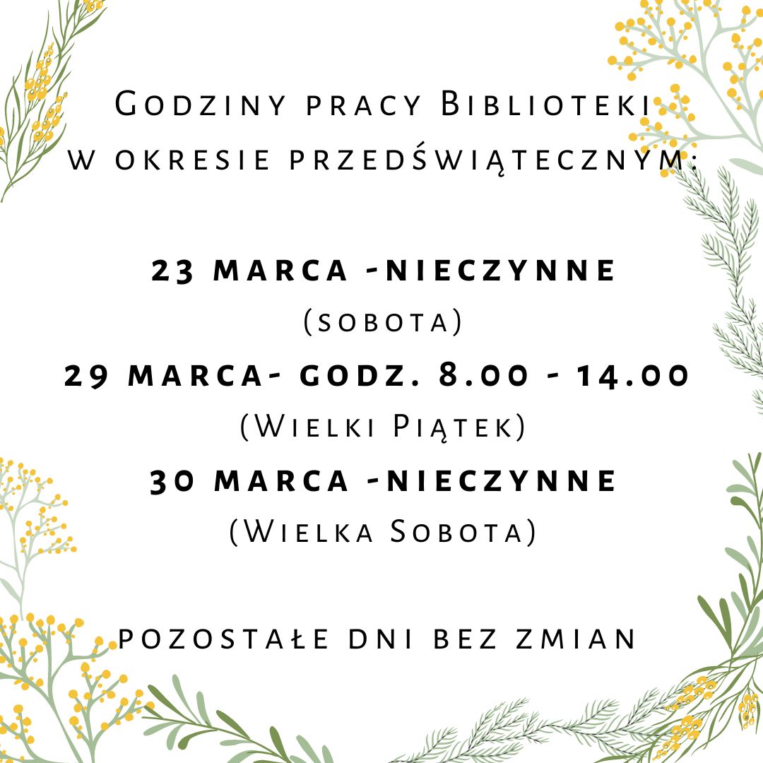 Godziny pracy biblioteki w okresie przedświątecznym