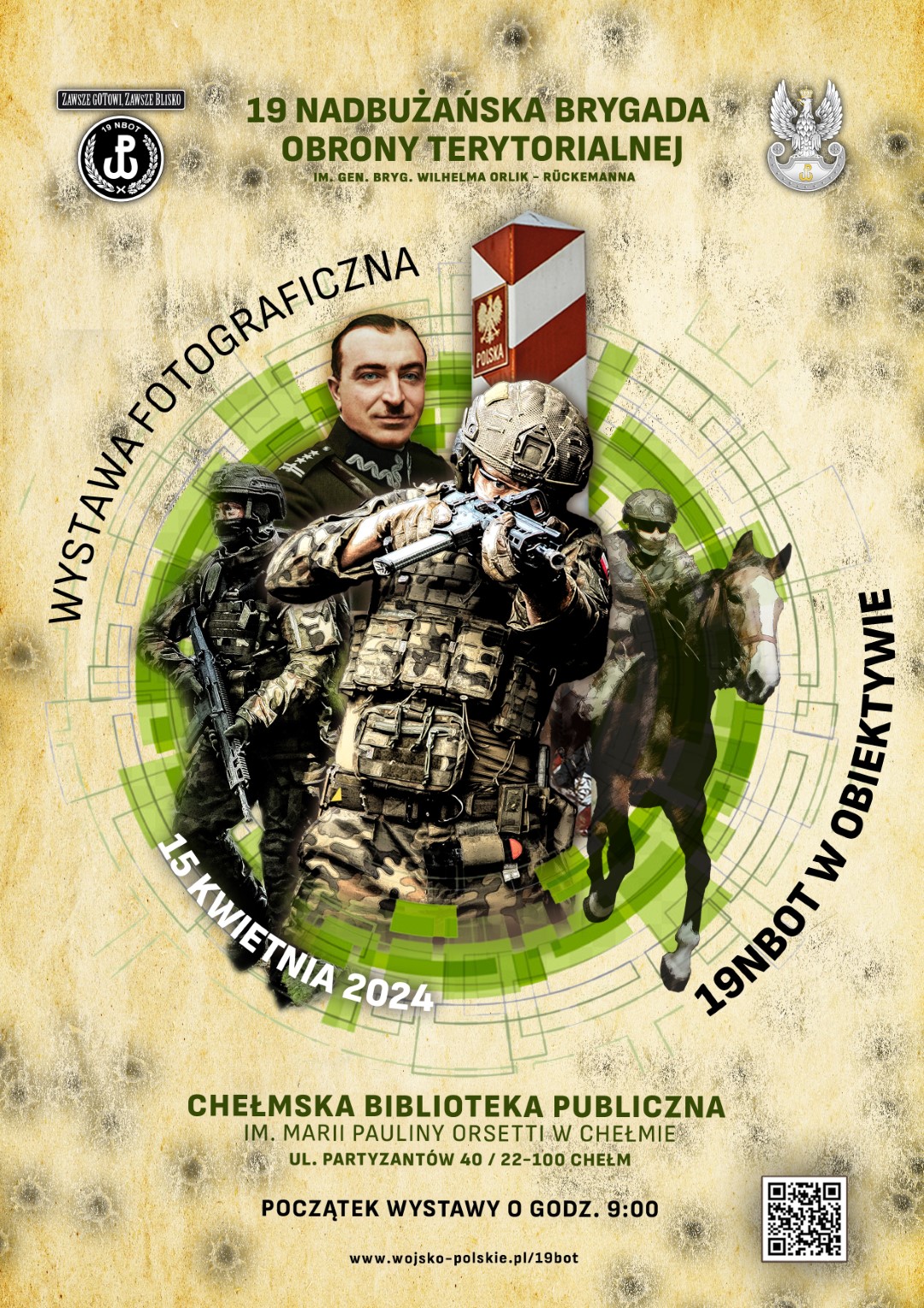 Plakat promujący wystawę fotograficzną 19. Nadbużańskiej Brygady Obrony Terytorialnej