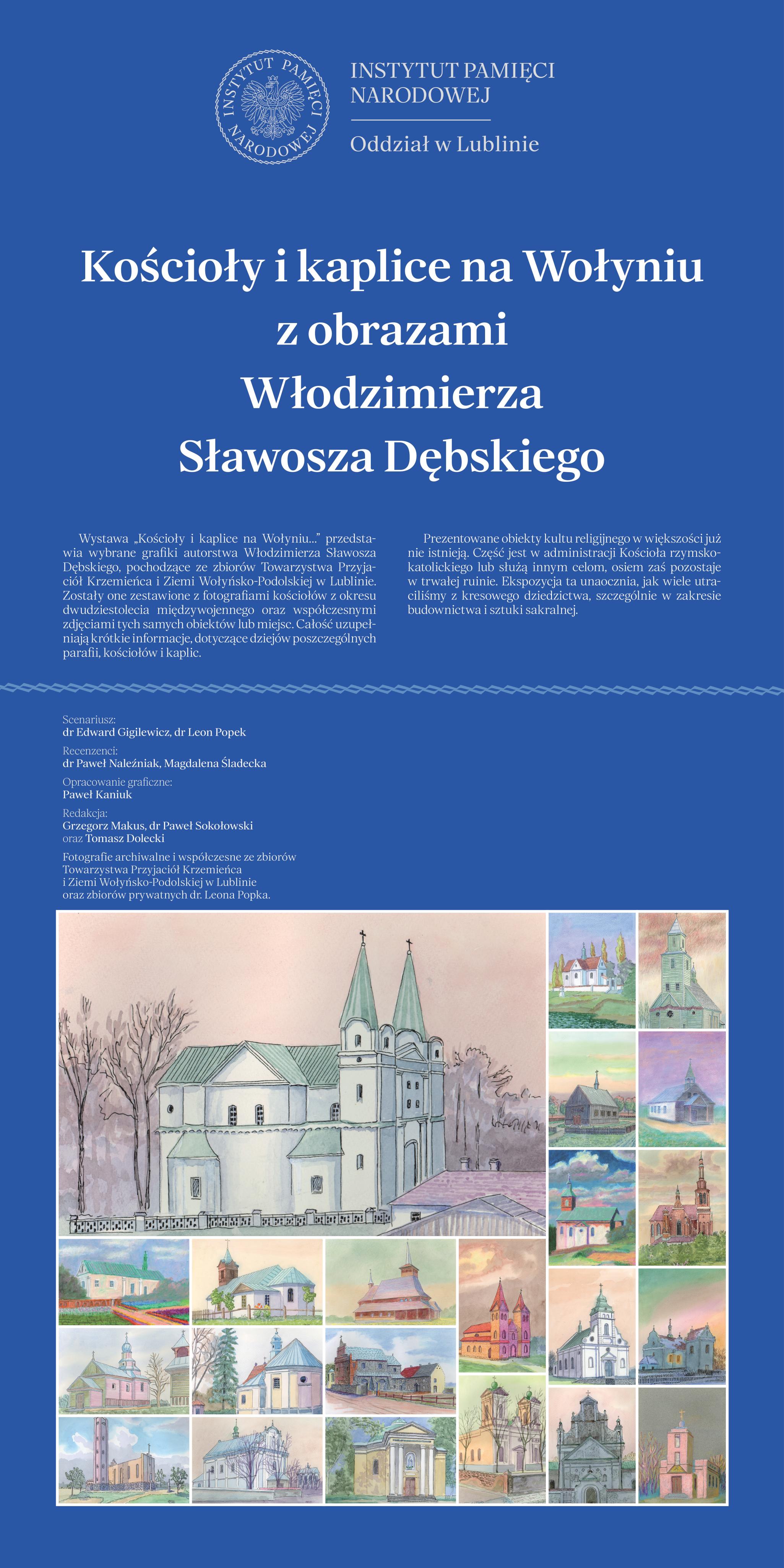 Plansza informacyjna wystawy, przedstawia wszystkie obrazy.
