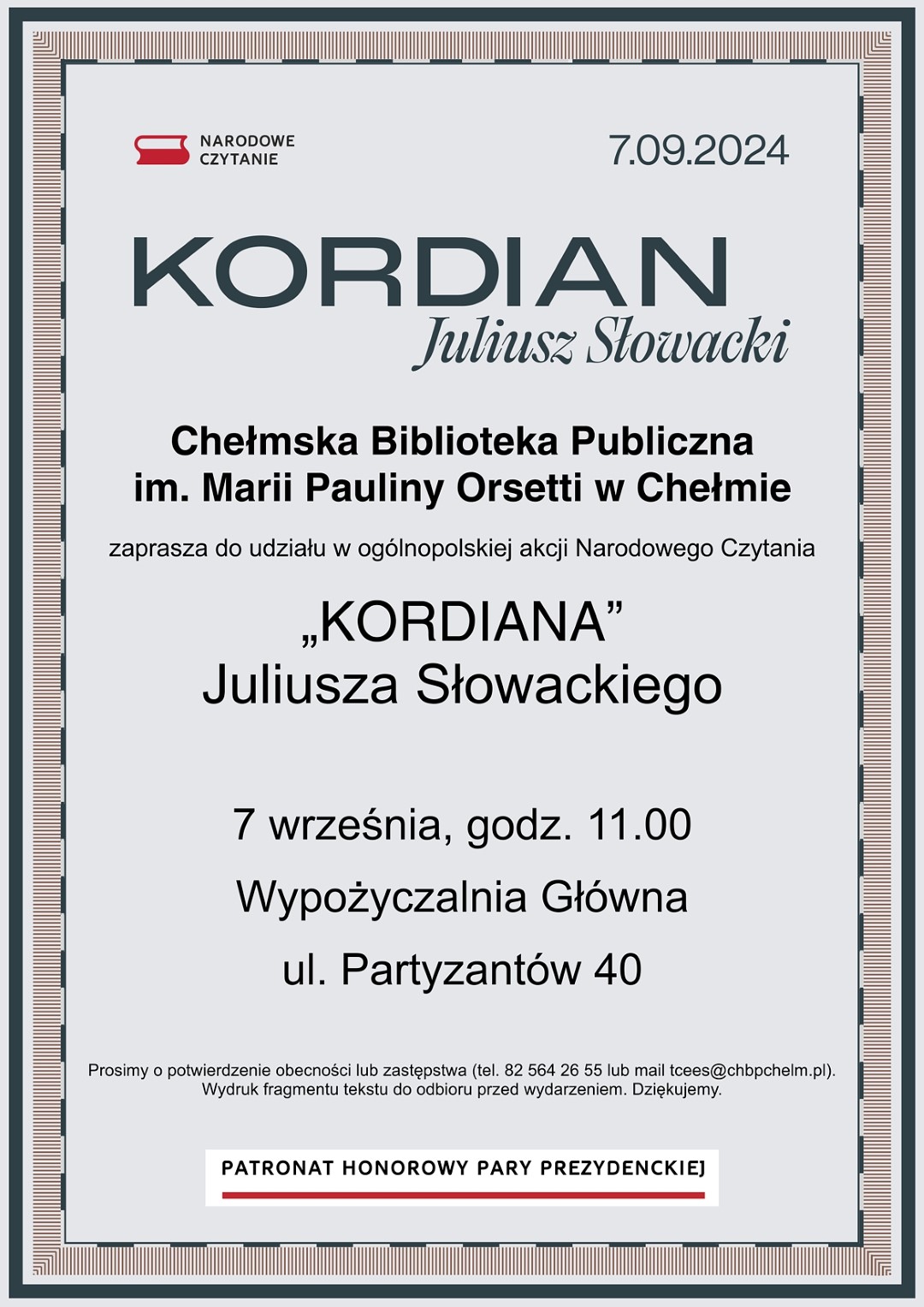 Narodowe Czytanie Kordiana Juliusza Słowackiego