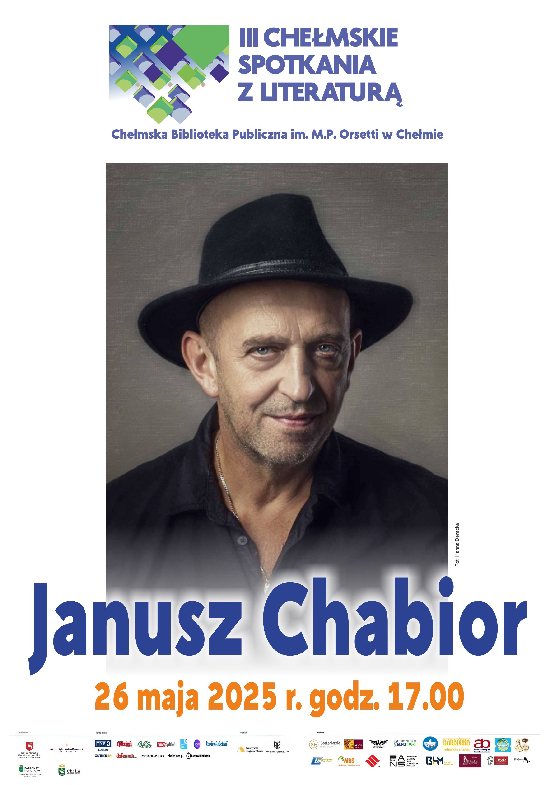 plakat promujący spotkanie z Januszem Chabiorem