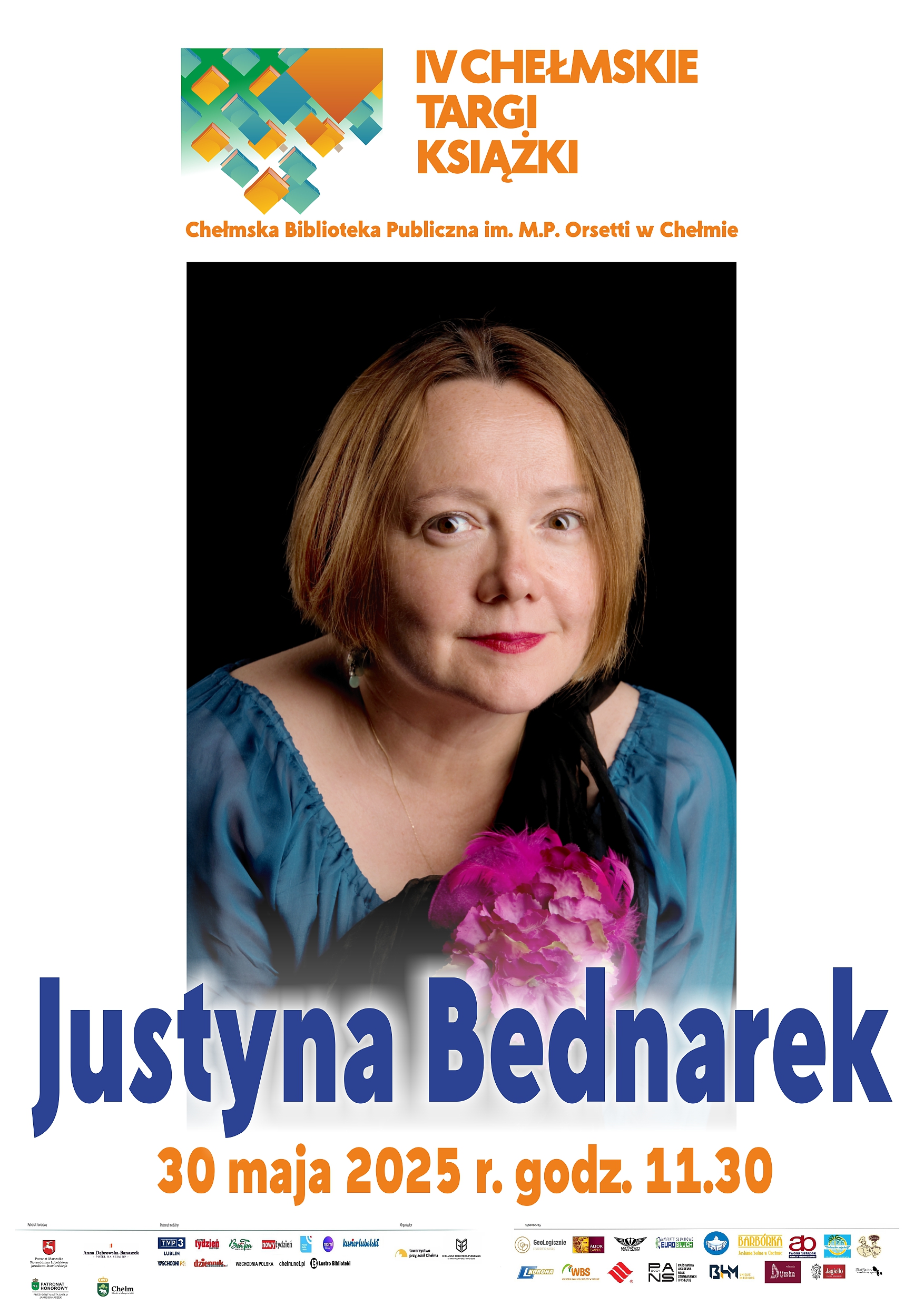 Plakat promujący spotkanie z Justyną Bednarek