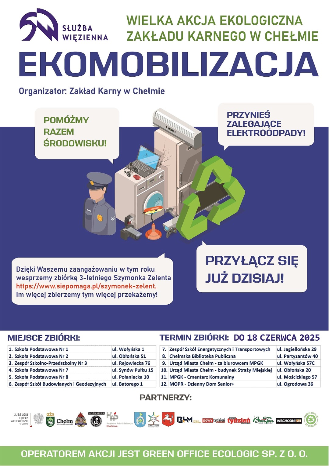 Plakat informujący o zbiórce elektrośmieci