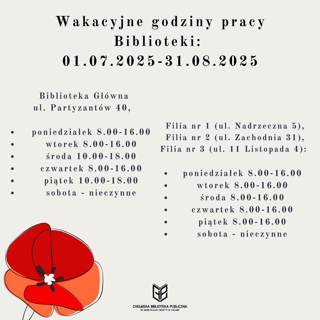 wakacyjne godziny pracy w bibliotece