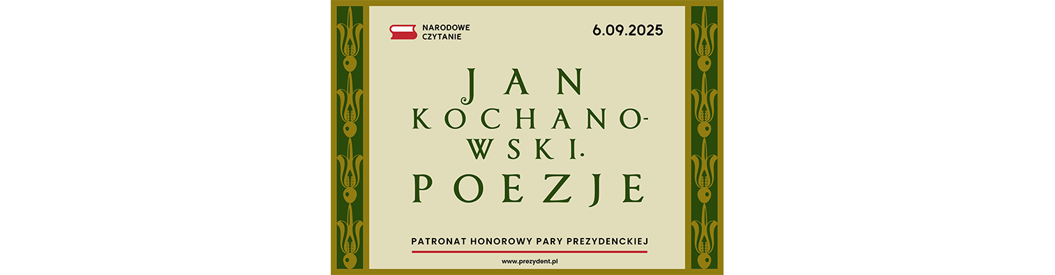 Jan Kochanowski Poezje - baner akcji Narodowe Czytanie edycja 2025 rok