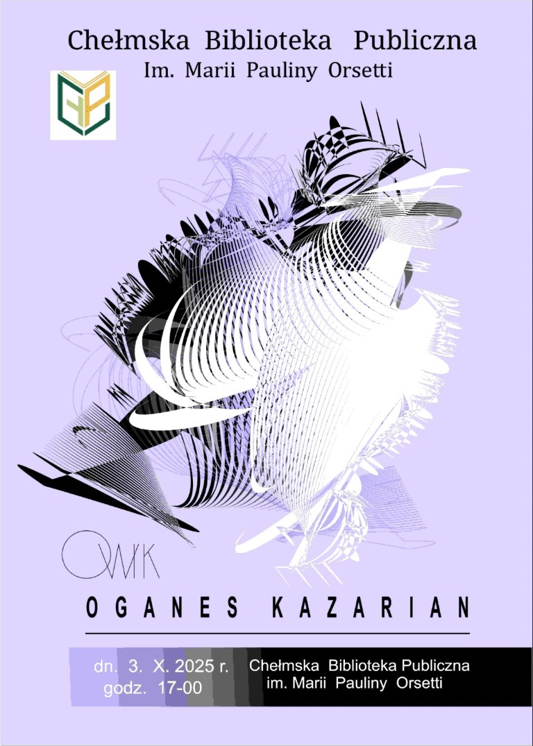 Plakat fioletowy w ptakiem w centralnej części