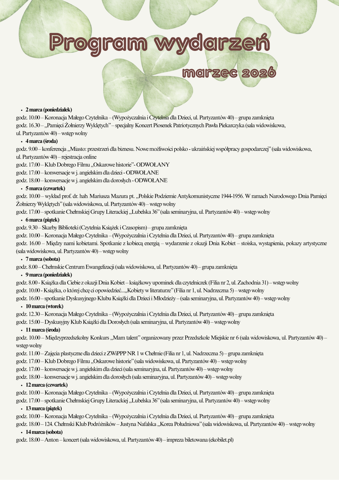 Program wydarzeń 2026