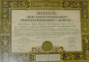 Dyplom Marii Pauliny Orsetti w języku niemieckim.